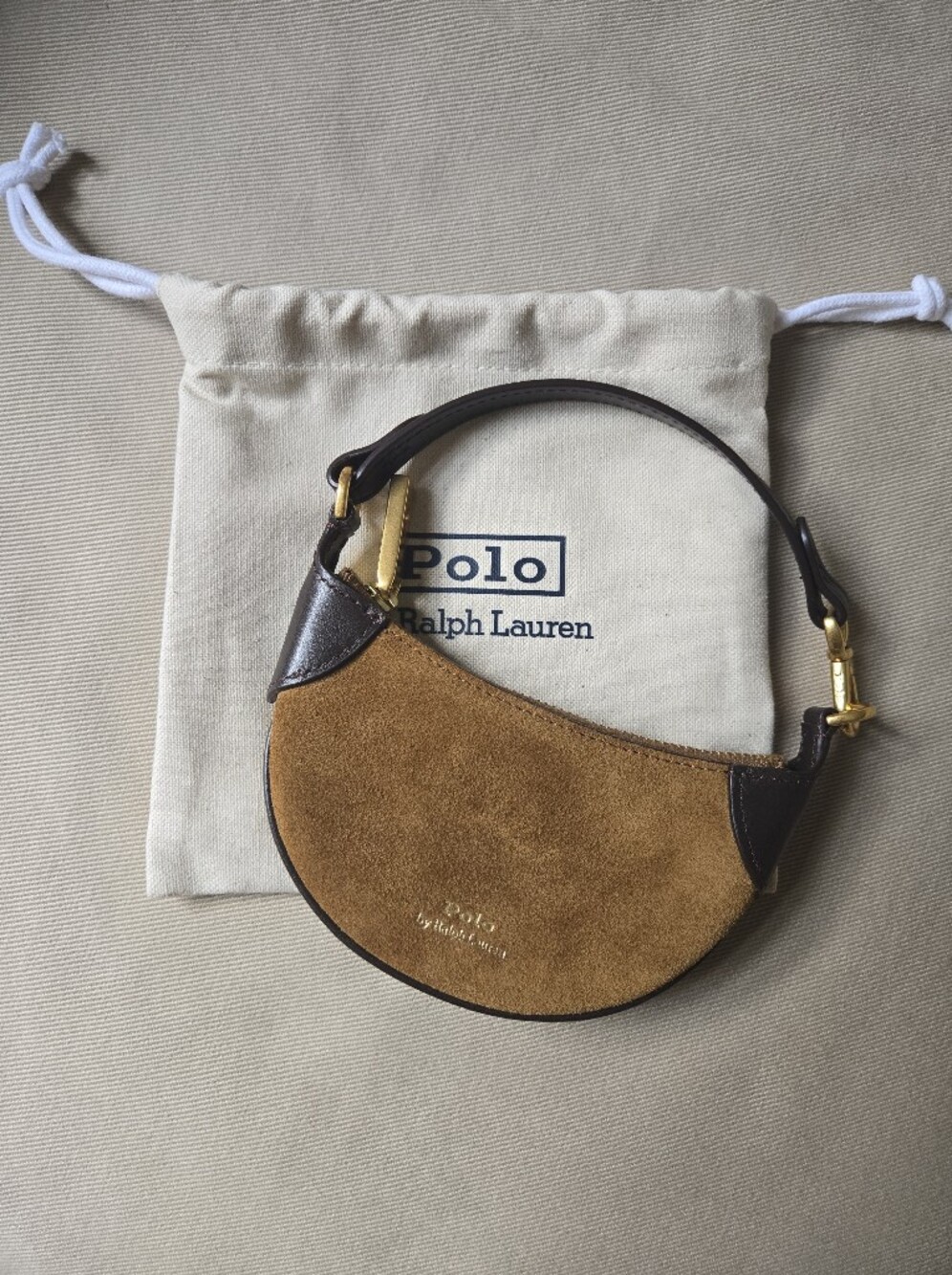 Polo Ralph Lauren ID Leather Trim Suede Card Case